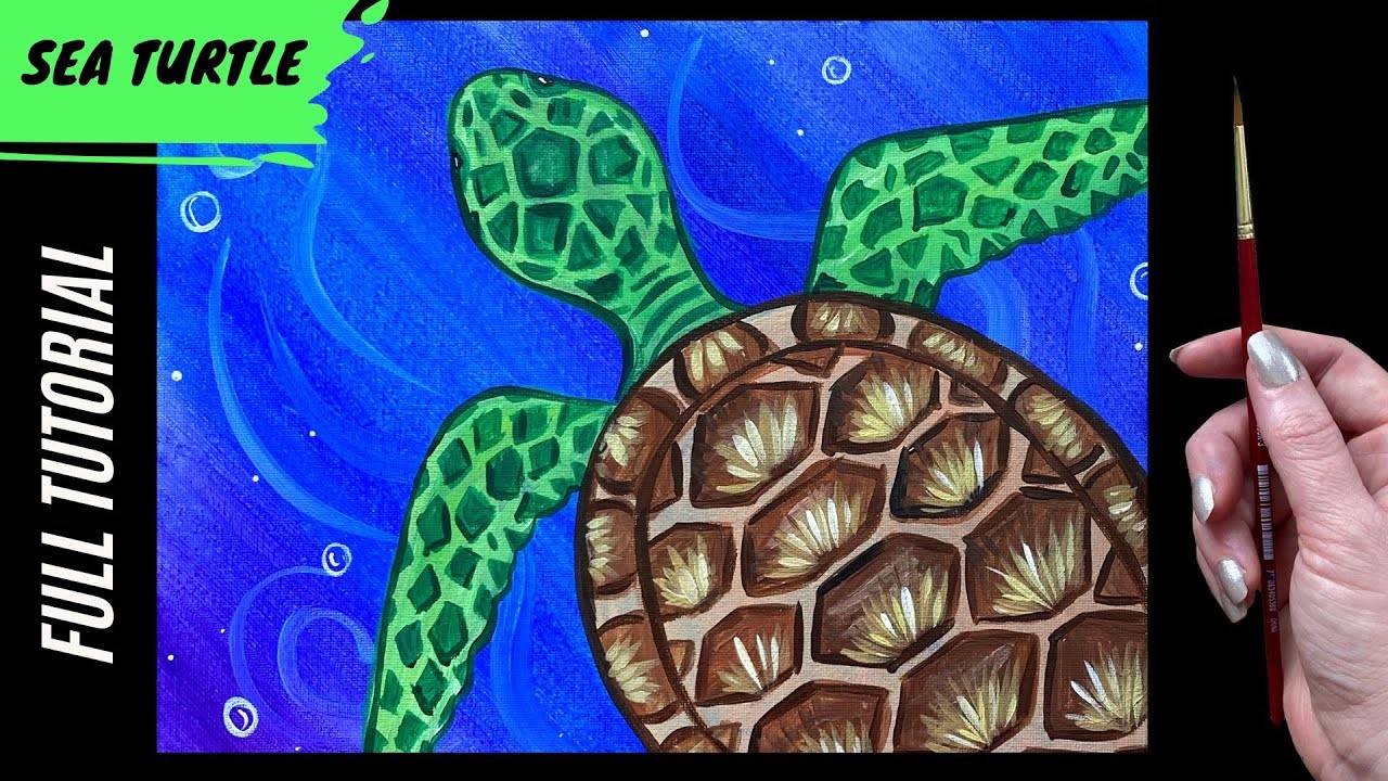 ????EP143 - 'Sea Turtle' - easy acrylic painting tutorial for beginners step by step