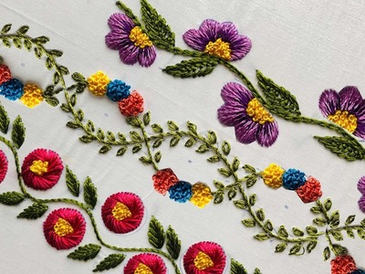 Hand Embroidery: 9 Different Stitches Embroidery - Border Embroidery - Embroidery For Beginners