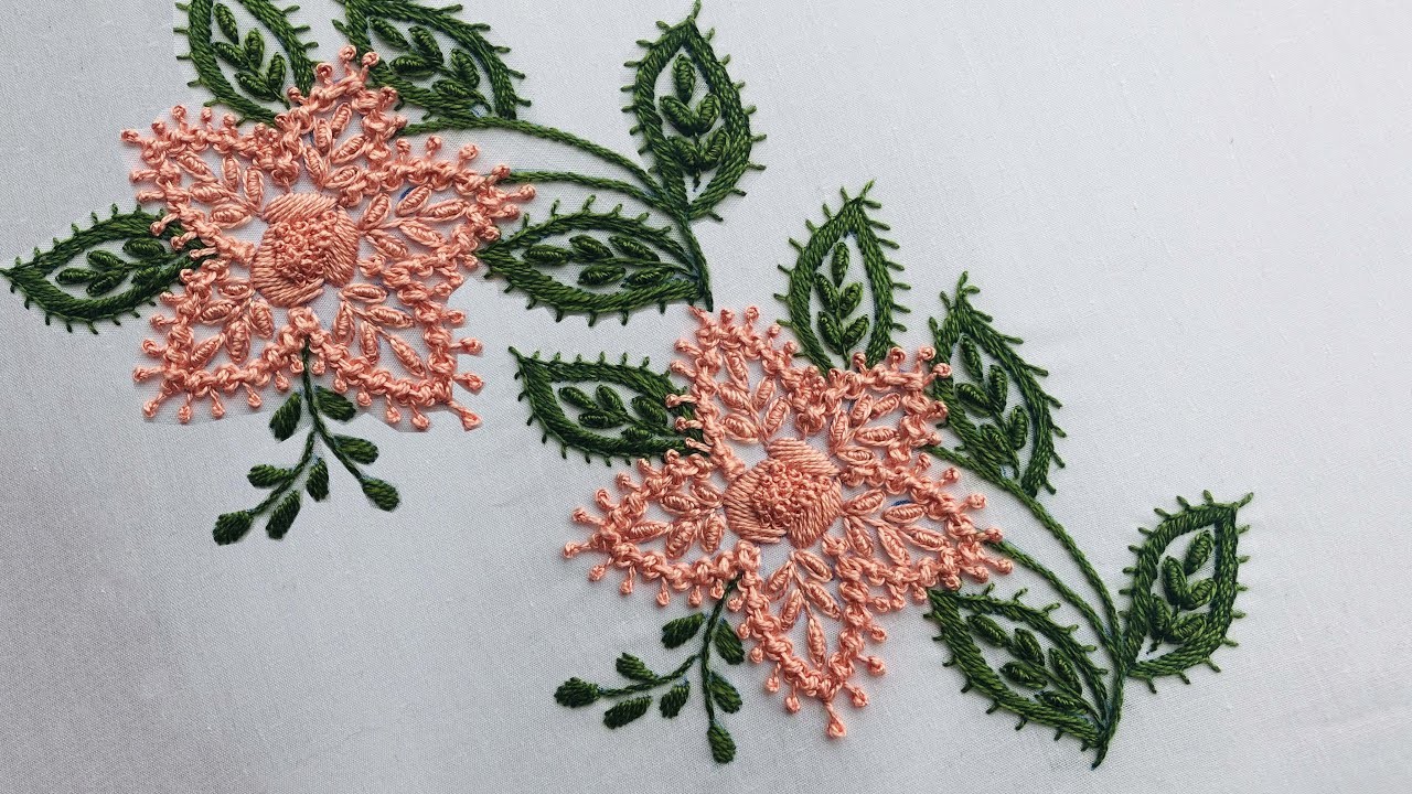 Hand Embroidery: Big Flower Embroidery - Bed sheet Embroidery - Kanzashi Flower Embroidery