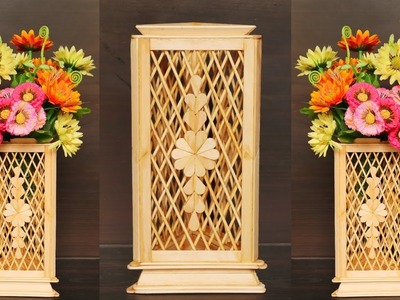 Home decorating ideas handmade easy | handicraft making at home | ice cream stick craft flower vase