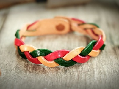 How to braid 3 colors Bracelet using Leather Scraps. - leather craft