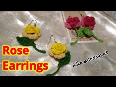 HOW TO CROCHET ROSE EARRINGS | @AlleeCrochet_USA