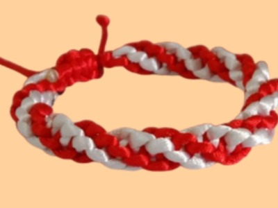 How to make a Beautiful Paracord bracelet with string Red and white