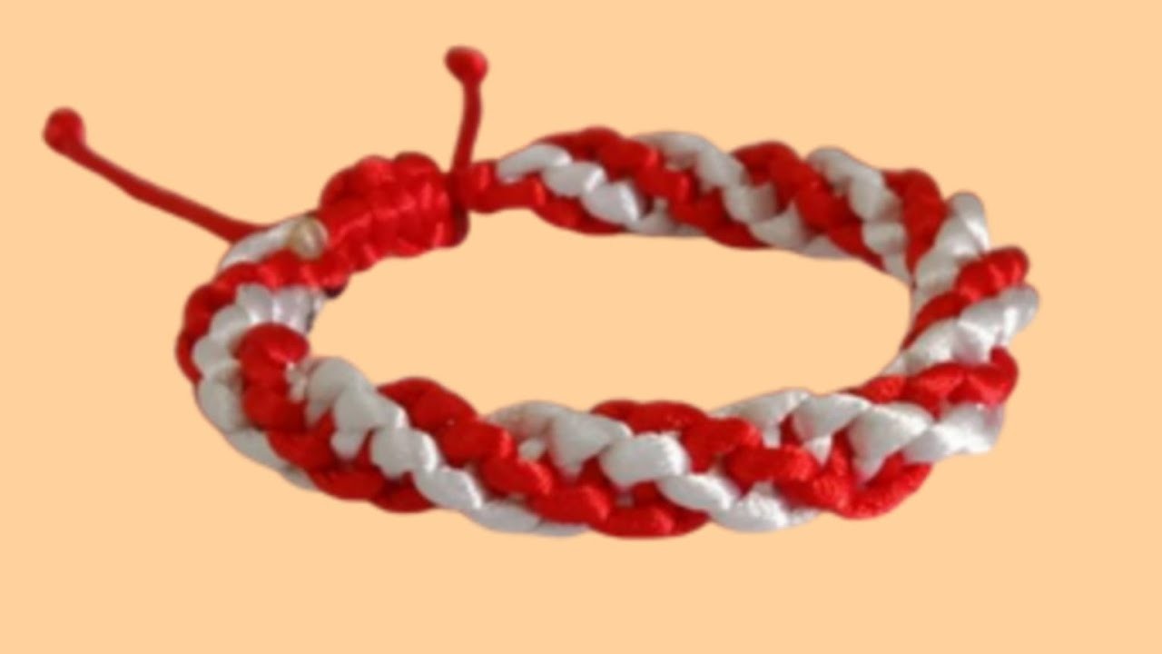 How to make a Beautiful Paracord bracelet with string Red and white