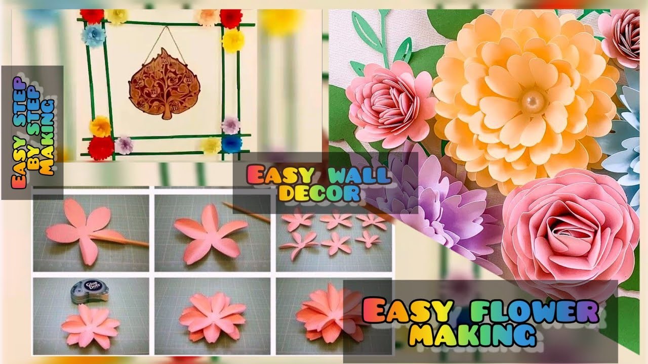 How to make paper flowers frame || home decor || paper flowers frame decor craft