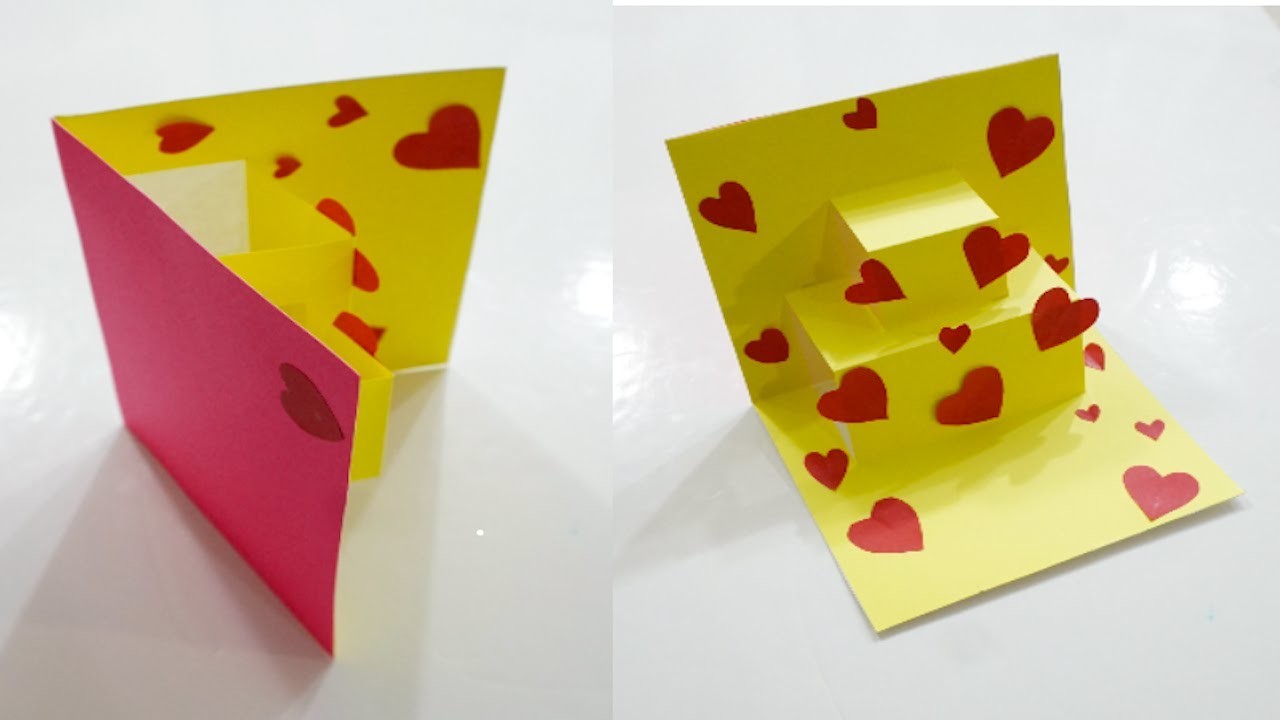 How to make Pop Up Card| DIY Valentine"s heart card| Easy Mother's day card| DIY paper craft