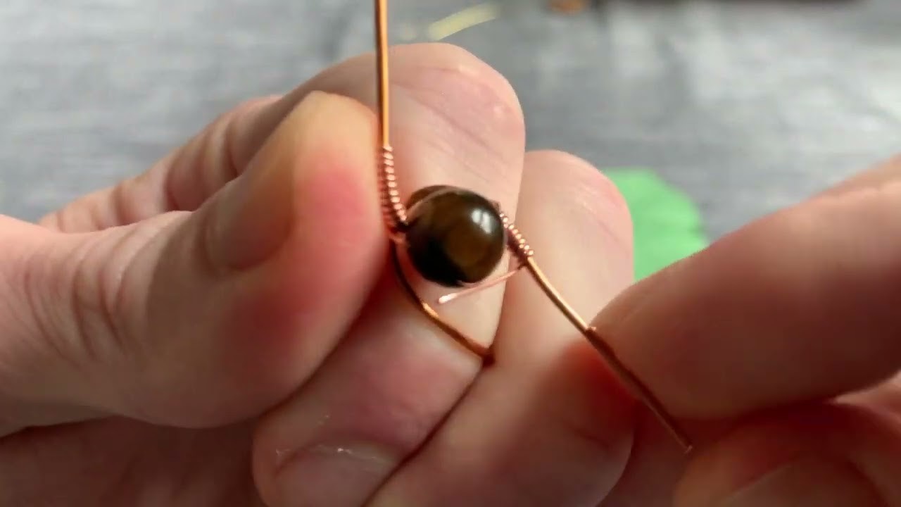 How To Wire Wrap TIGER EYE Copper Ring BEGINNERS TUTORIAL