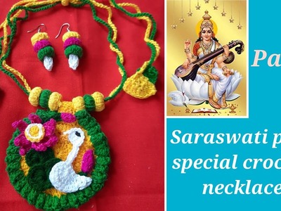 Learn crochet pendant necklace||Saraswati puja special||Quick and easy ||part- 2