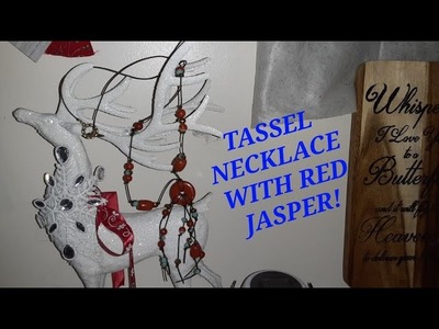 LEATHER & RED JASPER TASSEL NECKLACE USING BBB!