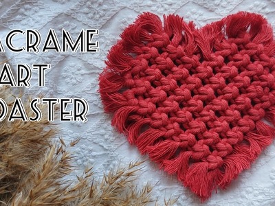 Macrame Heart Coaster Tutorial | How to make macrame coaster | Valentine's Day gift | DIY coaster