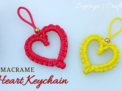 Macrame Heart Keychain Tutorial | Valentines day gift | Macrame Heart Shape Keychain