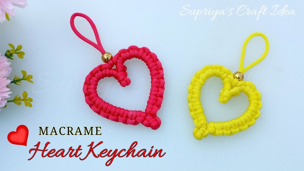 Macrame Heart Keychain Tutorial | Valentines day gift | Macrame Heart Shape Keychain