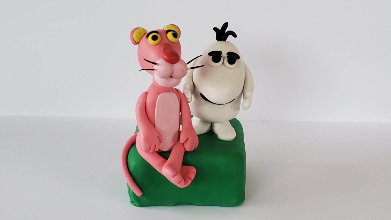 Making pink panther with polymer clay | pink panther with polymer clay | Polymer clay tutorial |