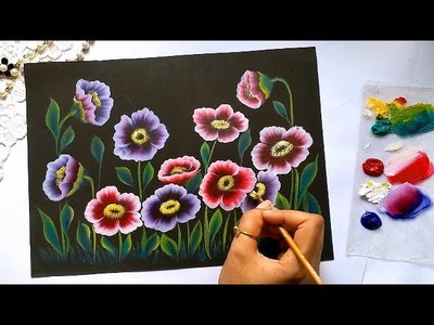 One Stroke Painting Tutorial for Beginners | Acrylic Flower Painting | How to paint Beautiful Flower