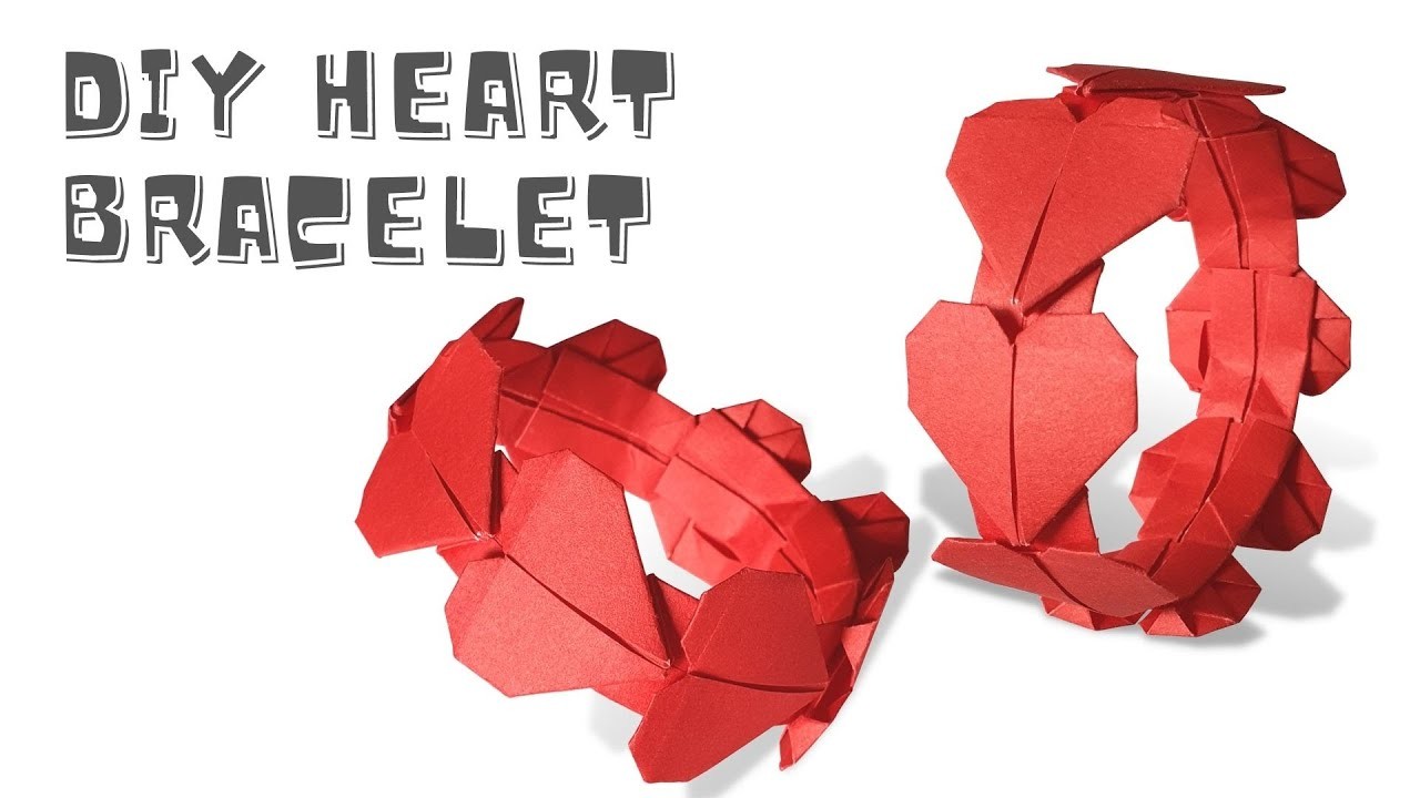 Origami Heart Shape Bracelet Tutorial -Easy origami for beginner- Easy DIY craft for Valentine's Day