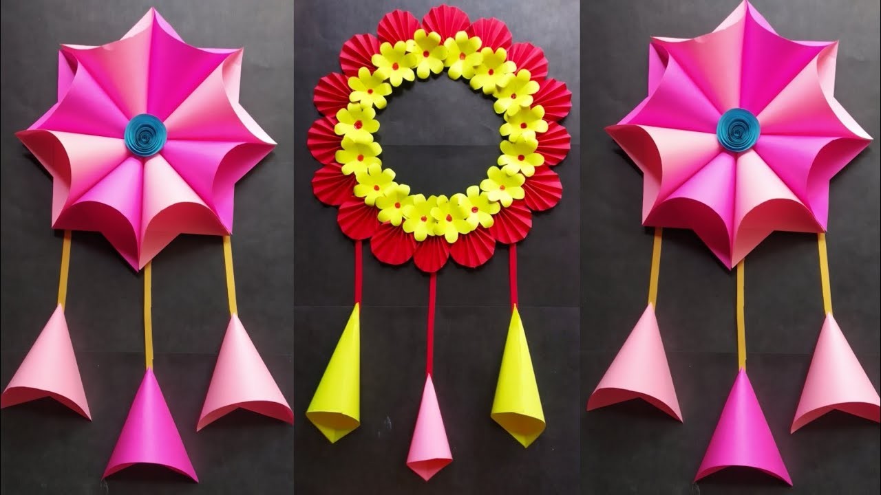 Paper craft for home decoration|Beautiful paper flower wall hanging craft|paper flowers|wallmate|diy