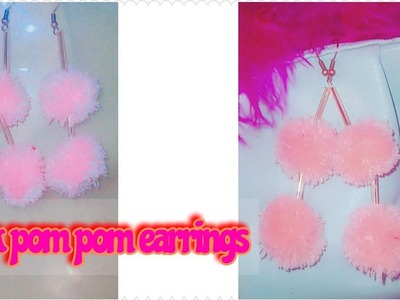 Pink pom pom earrings