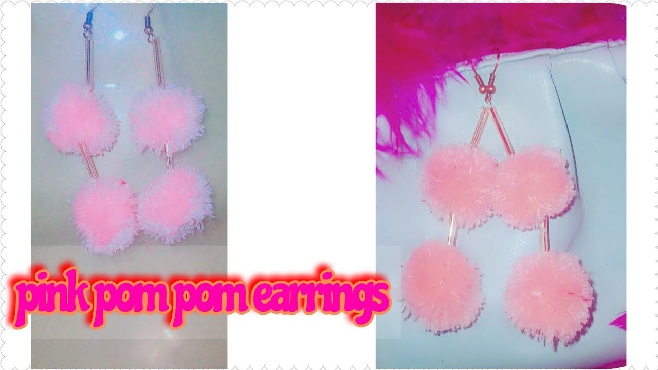 Pink pom pom earrings