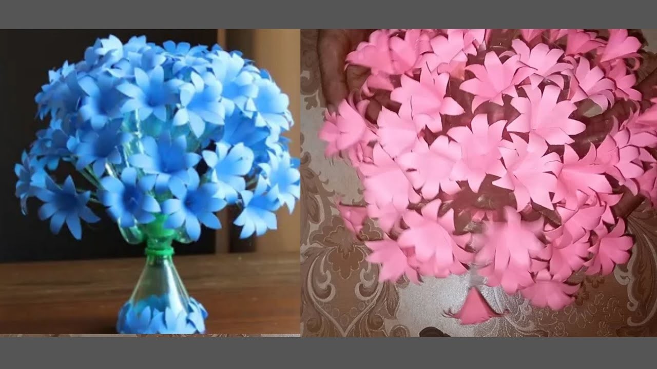 Plastic Bottle Flower  Paper Flowers - Home Decor Ideas