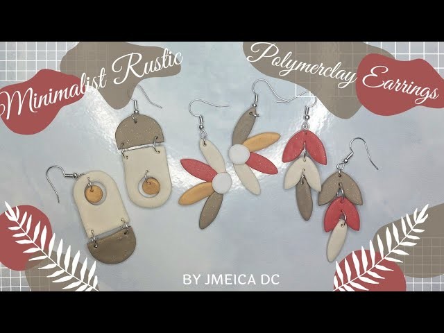 Rustic Minimalist Polymer clay Earrings - How to make clay earrings | Easy and For Beginner