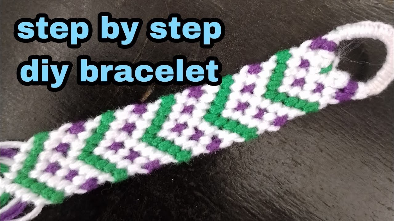 Step by step friendship bracelet Easy tutorial for beginners @alzdiytv #macrame #chevron #diy