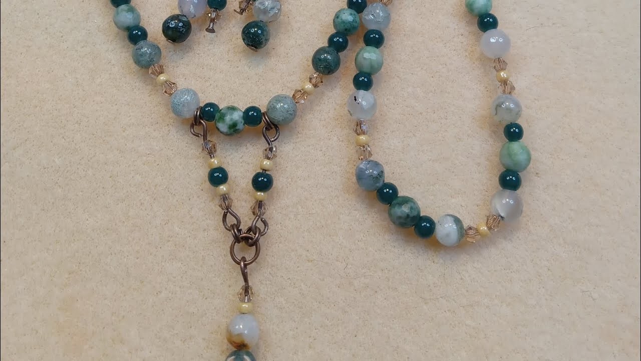 Tree Agate necklace,  bracelet and earrings set part 2