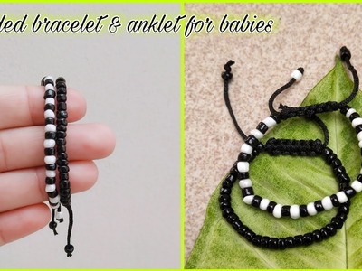 Very easy black beaded anklet & bracelet for babies. @JyotisWorld