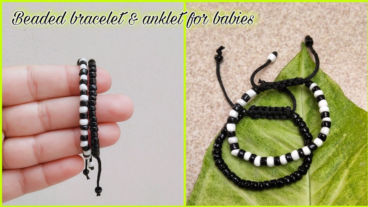 Very easy black beaded anklet & bracelet for babies. @JyotisWorld