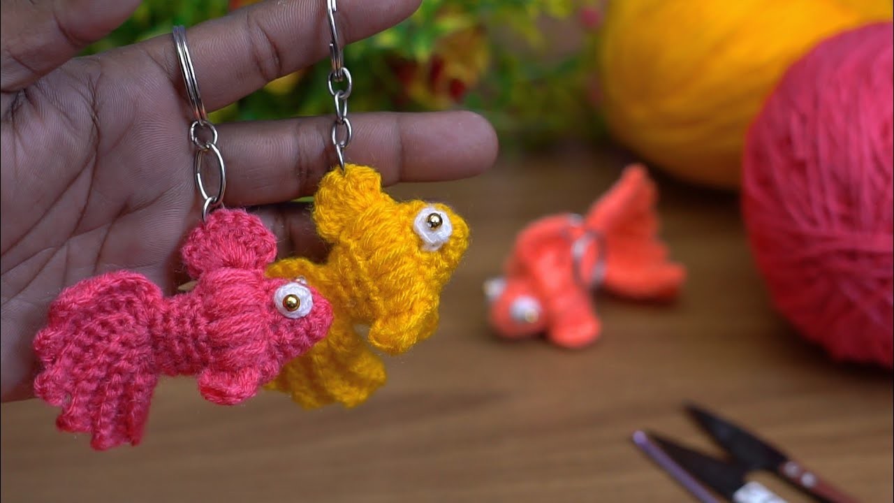 WoW Wonderful ???????? Little Cute Goldfish Knitting Handwork full video Tutorial.Fish keychain