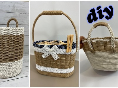 3 Diy Jute Basket- Jute Rope Basket- Recycle Idea- Jute Rope Crafts