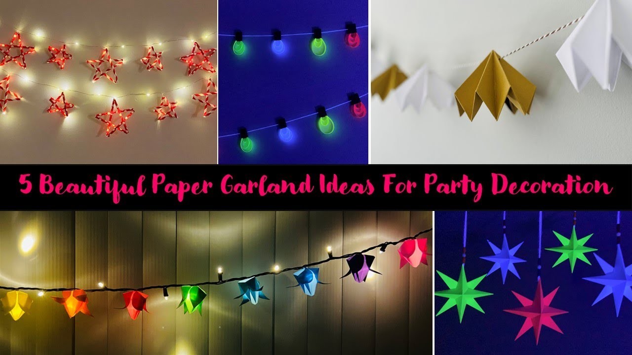 5 Beautiful Paper Garlands Ideas | DIY Party Decoration Ideas | Paper Craft