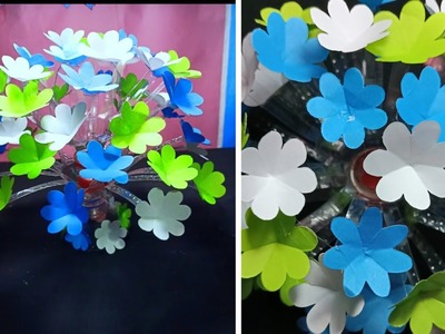 Beautiful plastic bottle flowers.plastic bottle crafts.paper cutting.bottle flowers.DIY home decor