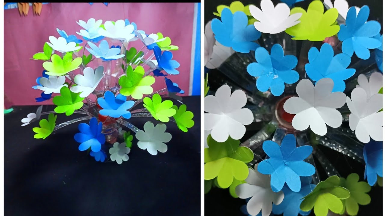 Beautiful plastic bottle flowers.plastic bottle crafts.paper cutting.bottle flowers.DIY home decor