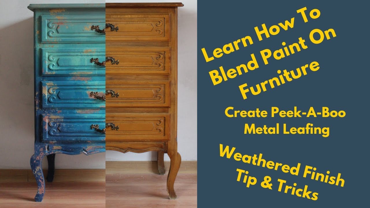 Blended Blue Chest With Leafing | How to Blend Paint On Furniture & Creating Peek-A-Boo Gold Leafing