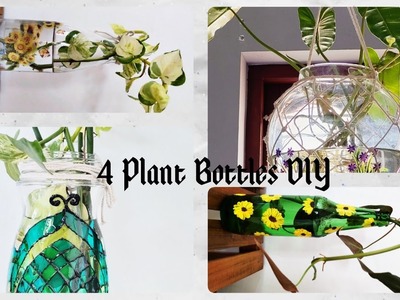 Bottle Painting and Decoration Ideas for Indoor Plants. 4 Plant Bottles DIY