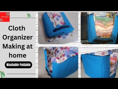 Cloth Organizer Making at home| Washable Foldable Wardrobe Organizer from waste|DIY