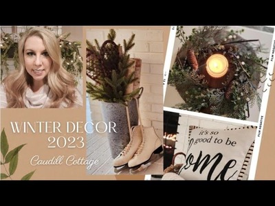 Cozy Cottage Winter Decor 2023. Entryway and Fireside Room Winter Decorate with Me