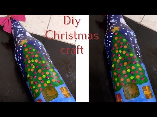 Diy Christmas bottle decorations ideas.easy Christmas bottle art