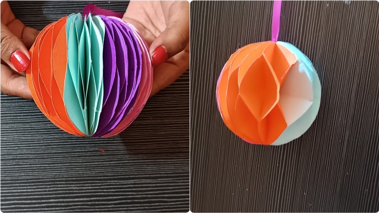 DIY | Decoration paper ball | paper honeycomb ball |paper craft | Home decor | No cost |