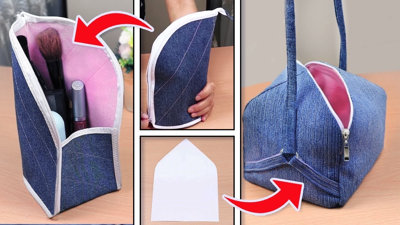 DIY JEANS TRANSFORM BAG | Travel Bag | CUBE Purse Bag Idea