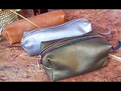 DIY, make beautiful leather pencil.pen.make up pouches ,very easily