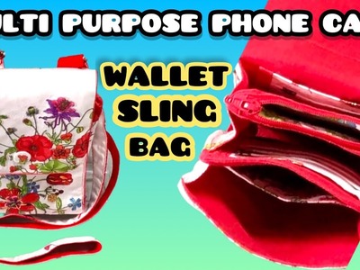 DIY mini PHONE WALLET crossbody SLING BAG. multi purpose cellphone bag