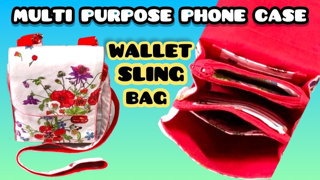 DIY mini PHONE WALLET crossbody SLING BAG. multi purpose cellphone bag