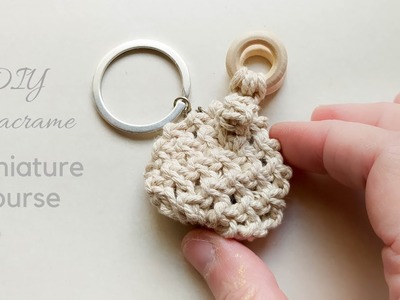 DIY miniature bag, mini macrame purse, doll bag with handles, bag charm, key ring charm pattern