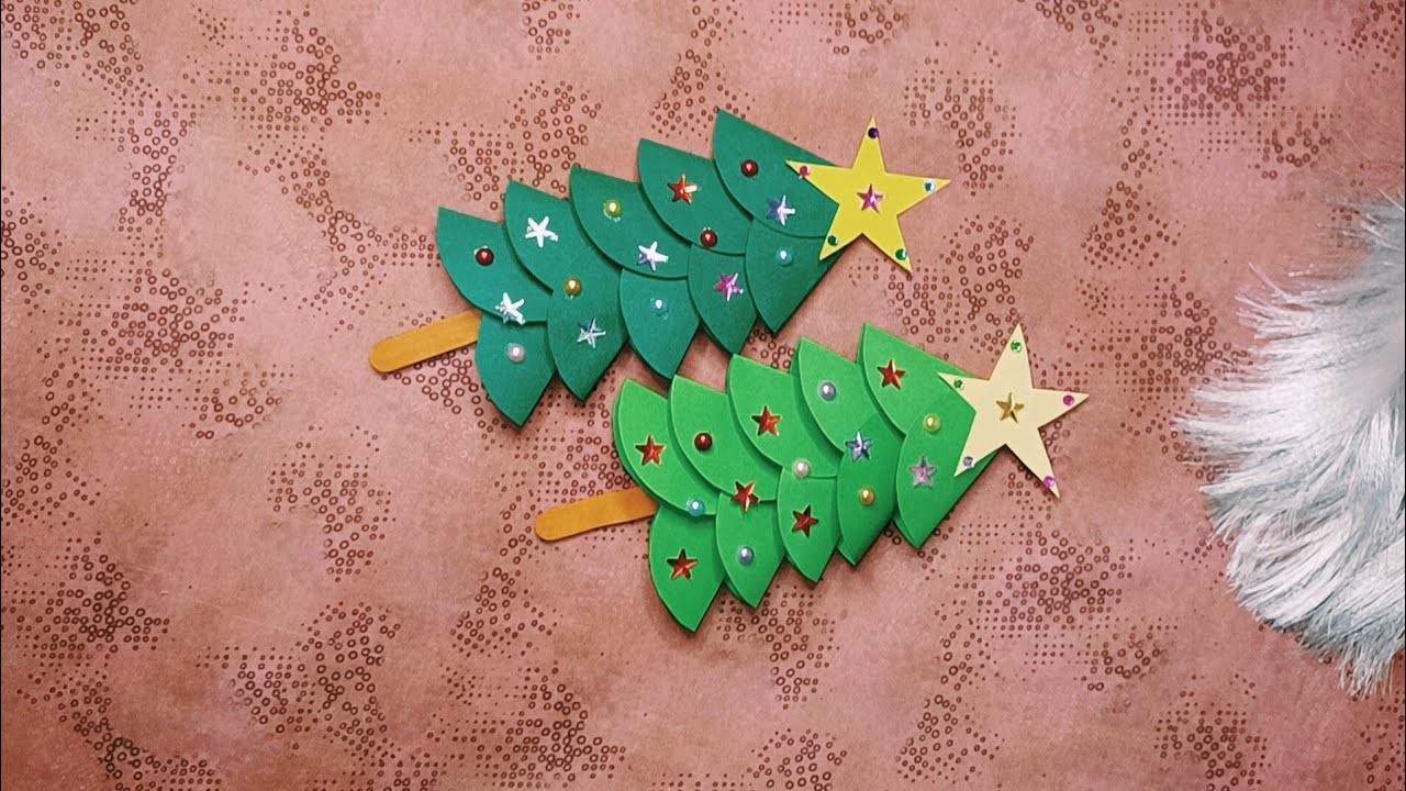 DIY Paper Christmas Tree in Stick | Christmas Decorations Ideas #papercraft #christmasdecor