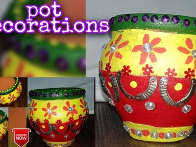 DIY pot decorations. how to decorated a pot. kalash decorations. easy pot painting idea ????#pot