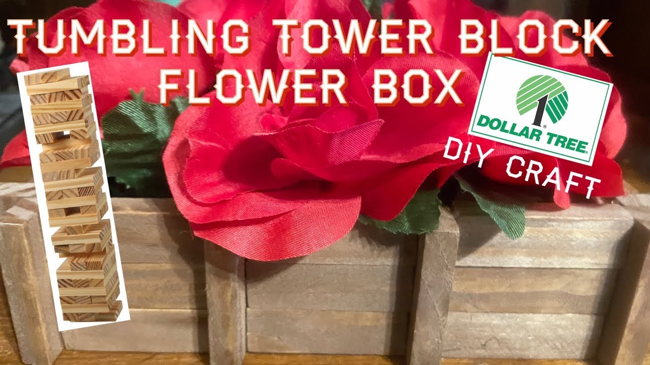Dollar Tree Tumbling Tower Blocks Flower Box -Valentines Day Decoration or Gift Idea