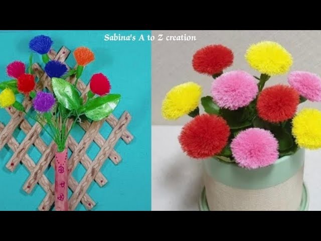 Easy Hand Made flower using sewing thread | DIY Room decor craft | Home made flower wall hanging |