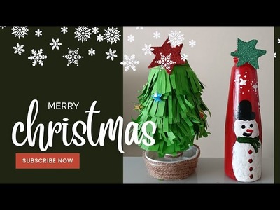 Glass bottle art||snowman⛄ cristmas decorations||diy snowman ☃️||sanwikha daily vlog ❄️
