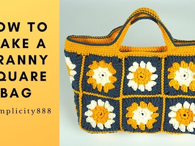 How to crochet a granny squares handbag (my second design)